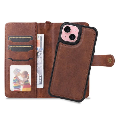 KT Leather Series-4 For iPhone 15 Leather Case 2-in-1 Detachable Phone Stand Wallet Cover