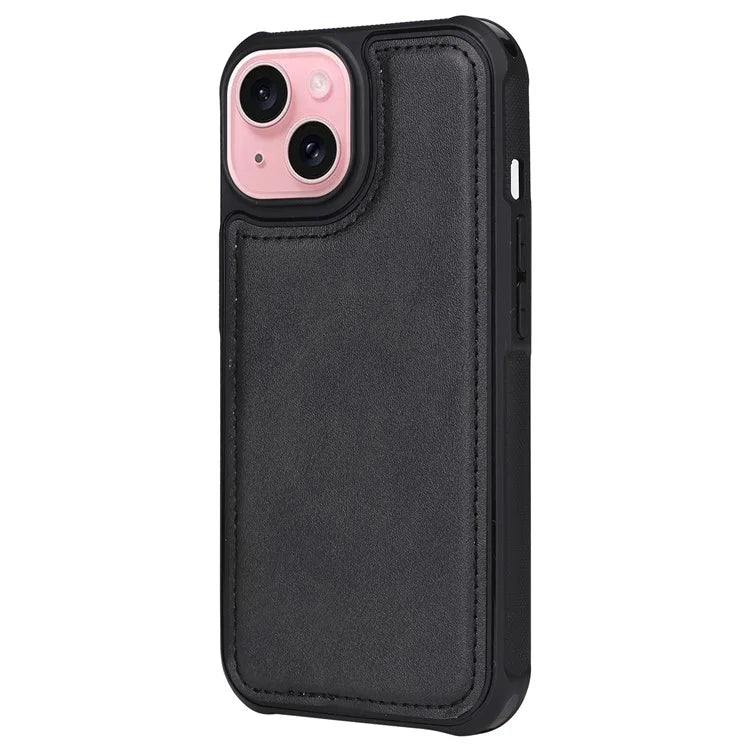 KT Leather Series-4 For iPhone 15 Leather Case 2-in-1 Detachable Phone Stand Wallet Cover