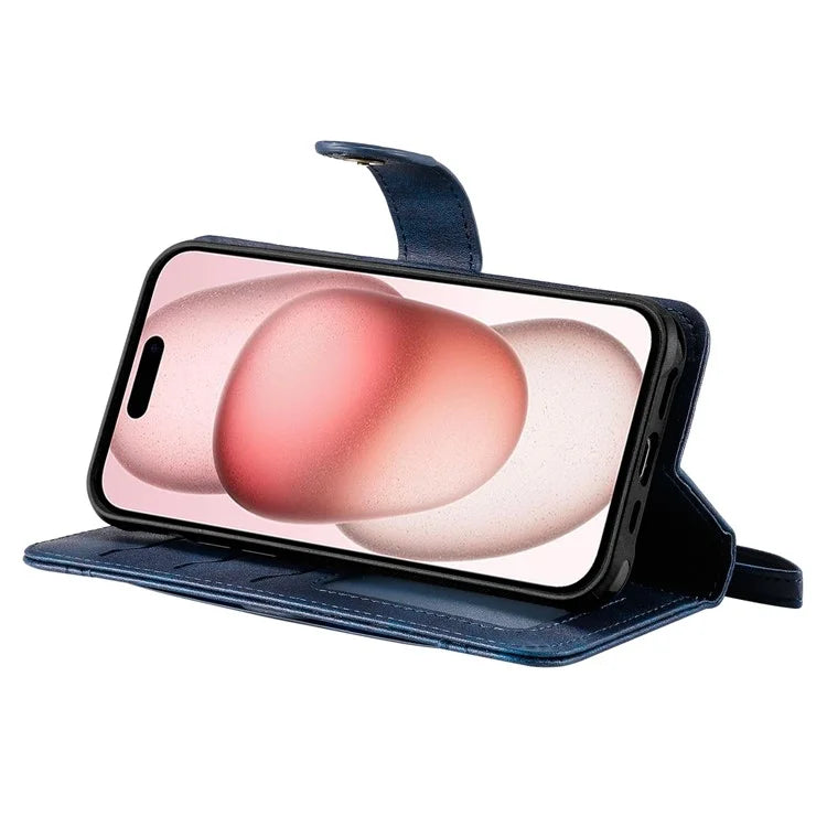 KT Leather Series-4 For iPhone 15 Leather Case 2-in-1 Detachable Phone Stand Wallet Cover