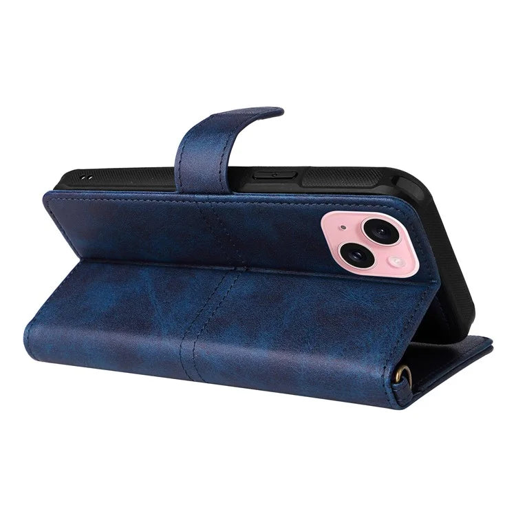 KT Leather Series-4 For iPhone 15 Leather Case 2-in-1 Detachable Phone Stand Wallet Cover