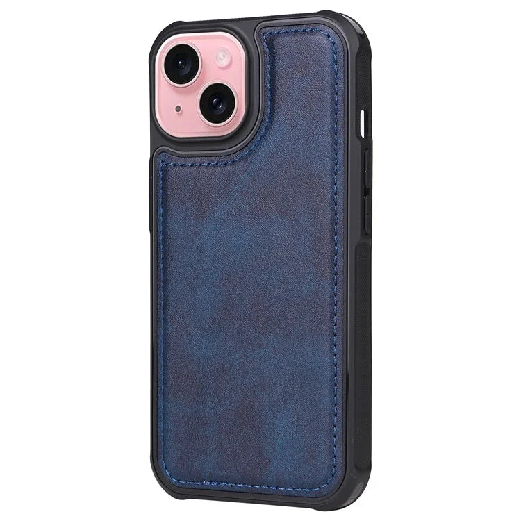 KT Leather Series-4 For iPhone 15 Leather Case 2-in-1 Detachable Phone Stand Wallet Cover