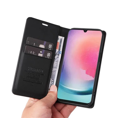 YIKATU YK-001 For Samsung Galaxy A24 4G (162.1 x 77.6 x 8.3mm) Case Magnetic Closing Phone Cover PU Leather Wallet Stand Shell