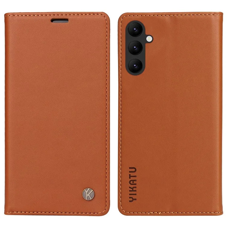 YIKATU YK-001 For Samsung Galaxy A24 4G (162.1 x 77.6 x 8.3mm) Case Magnetic Closing Phone Cover PU Leather Wallet Stand Shell