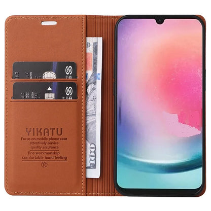 YIKATU YK-001 For Samsung Galaxy A24 4G (162.1 x 77.6 x 8.3mm) Case Magnetic Closing Phone Cover PU Leather Wallet Stand Shell
