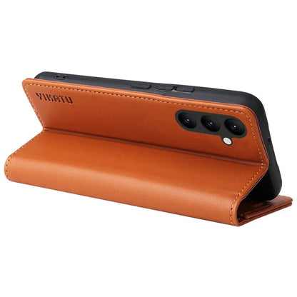 YIKATU YK-001 For Samsung Galaxy A24 4G (162.1 x 77.6 x 8.3mm) Case Magnetic Closing Phone Cover PU Leather Wallet Stand Shell