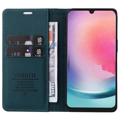 YIKATU YK-001 For Samsung Galaxy A24 4G (162.1 x 77.6 x 8.3mm) Case Magnetic Closing Phone Cover PU Leather Wallet Stand Shell