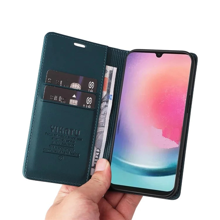YIKATU YK-001 For Samsung Galaxy A24 4G (162.1 x 77.6 x 8.3mm) Case Magnetic Closing Phone Cover PU Leather Wallet Stand Shell