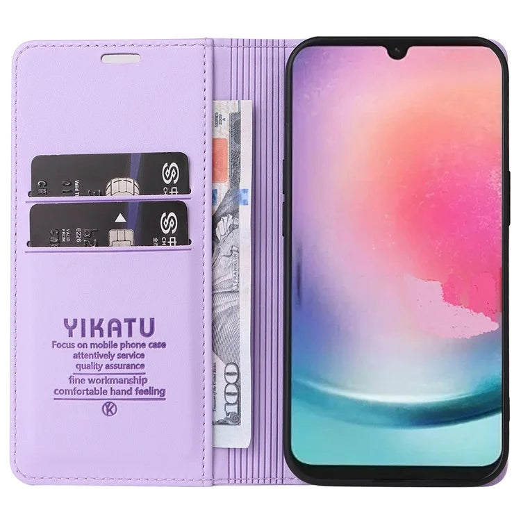 YIKATU YK-001 For Samsung Galaxy A24 4G (162.1 x 77.6 x 8.3mm) Case Magnetic Closing Phone Cover PU Leather Wallet Stand Shell