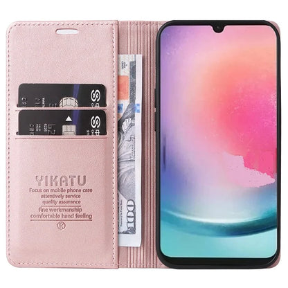 YIKATU YK-001 For Samsung Galaxy A24 4G (162.1 x 77.6 x 8.3mm) Case Magnetic Closing Phone Cover PU Leather Wallet Stand Shell