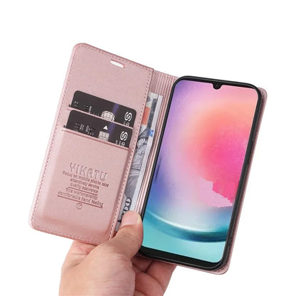 YIKATU YK-001 For Samsung Galaxy A24 4G (162.1 x 77.6 x 8.3mm) Case Magnetic Closing Phone Cover PU Leather Wallet Stand Shell