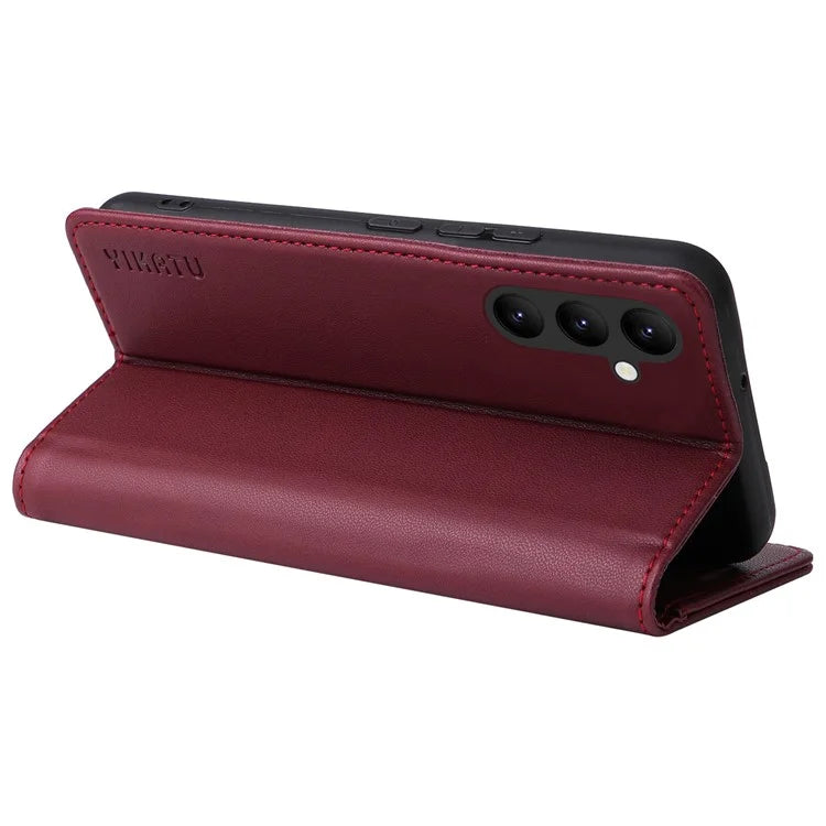 YIKATU YK-001 For Samsung Galaxy A24 4G (162.1 x 77.6 x 8.3mm) Case Magnetic Closing Phone Cover PU Leather Wallet Stand Shell