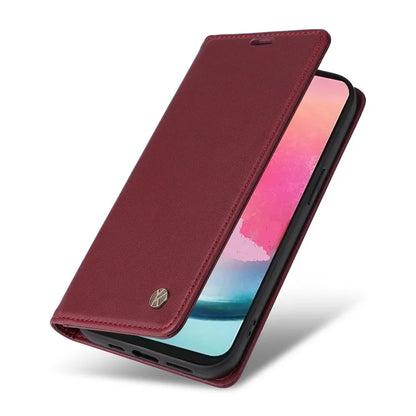 YIKATU YK-001 For Samsung Galaxy A24 4G (162.1 x 77.6 x 8.3mm) Case Magnetic Closing Phone Cover PU Leather Wallet Stand Shell