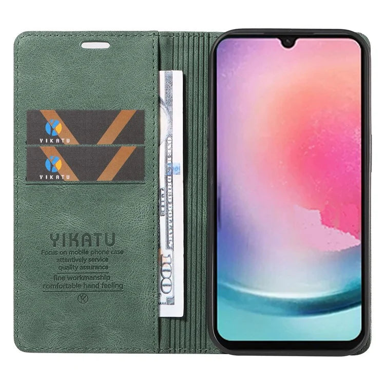 YIKATU YK-004 For Samsung Galaxy A24 4G (162.1 x 77.6 x 8.3mm) Case Magnetic PU Leather Stand Wallet Phone Cover