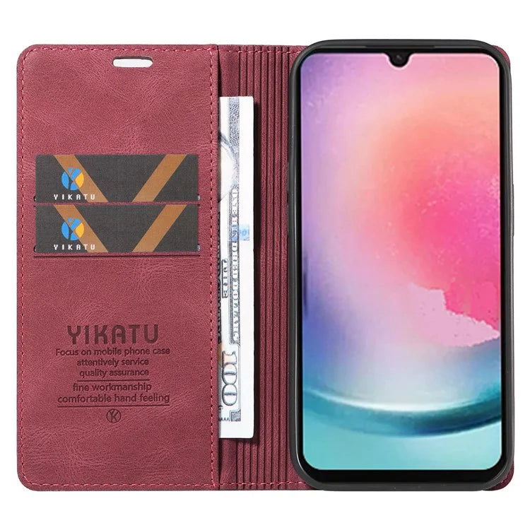 YIKATU YK-004 For Samsung Galaxy A24 4G (162.1 x 77.6 x 8.3mm) Case Magnetic PU Leather Stand Wallet Phone Cover