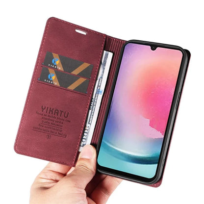 YIKATU YK-004 For Samsung Galaxy A24 4G (162.1 x 77.6 x 8.3mm) Case Magnetic PU Leather Stand Wallet Phone Cover