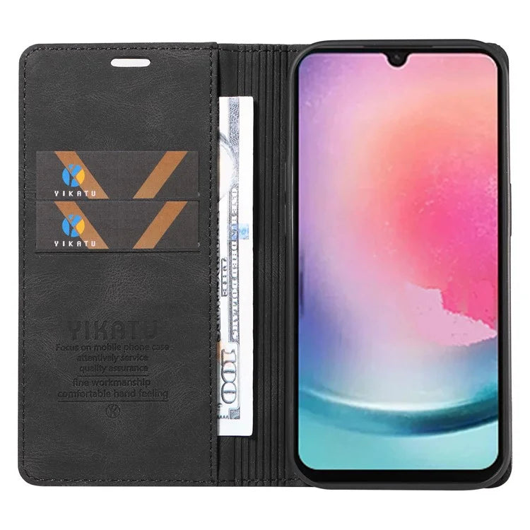 YIKATU YK-004 For Samsung Galaxy A24 4G (162.1 x 77.6 x 8.3mm) Case Magnetic PU Leather Stand Wallet Phone Cover