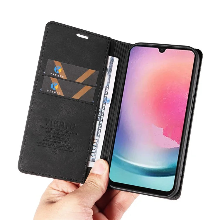 YIKATU YK-004 For Samsung Galaxy A24 4G (162.1 x 77.6 x 8.3mm) Case Magnetic PU Leather Stand Wallet Phone Cover