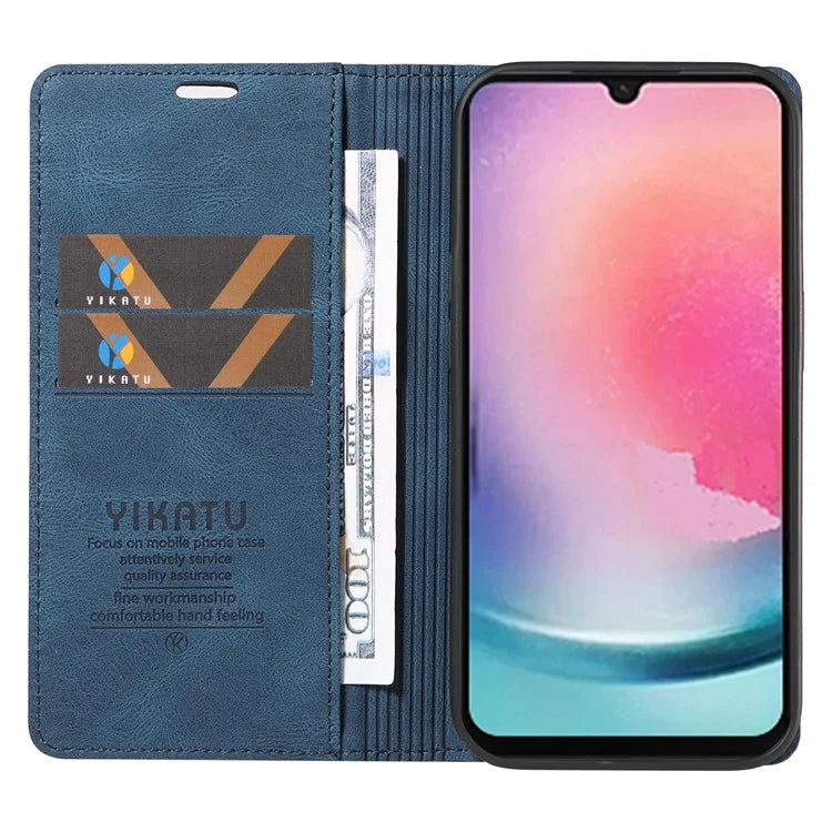 YIKATU YK-004 For Samsung Galaxy A24 4G (162.1 x 77.6 x 8.3mm) Case Magnetic PU Leather Stand Wallet Phone Cover