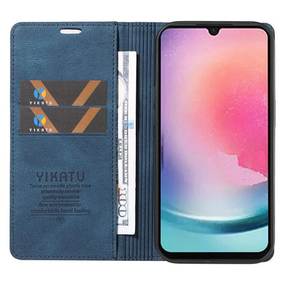 YIKATU YK-004 For Samsung Galaxy A24 4G (162.1 x 77.6 x 8.3mm) Case Magnetic PU Leather Stand Wallet Phone Cover