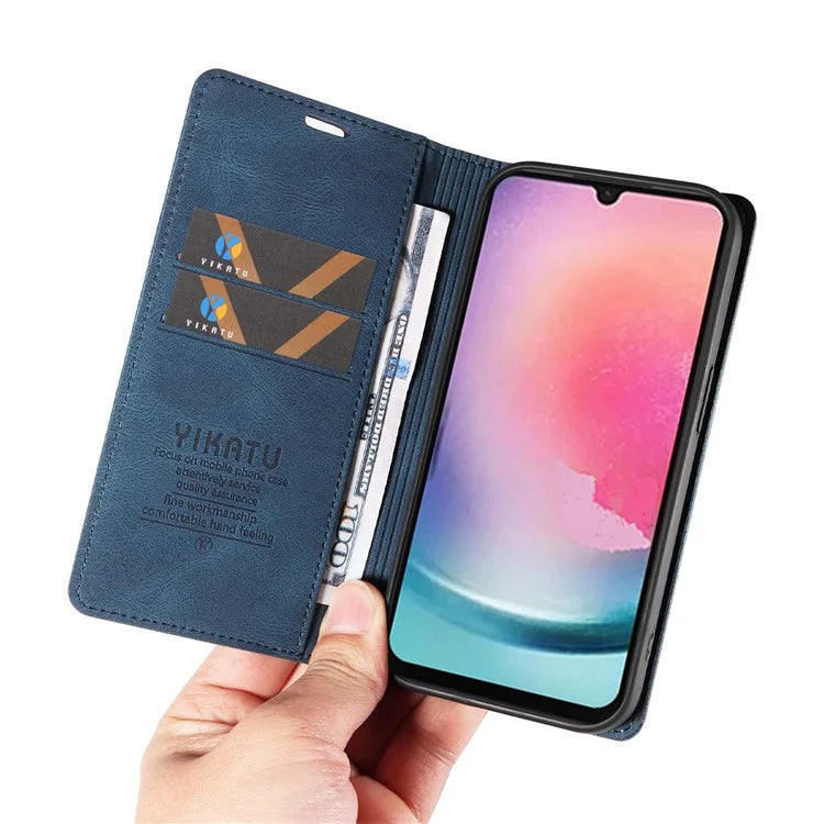 YIKATU YK-004 For Samsung Galaxy A24 4G (162.1 x 77.6 x 8.3mm) Case Magnetic PU Leather Stand Wallet Phone Cover