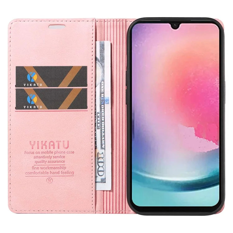 YIKATU YK-004 For Samsung Galaxy A24 4G (162.1 x 77.6 x 8.3mm) Case Magnetic PU Leather Stand Wallet Phone Cover
