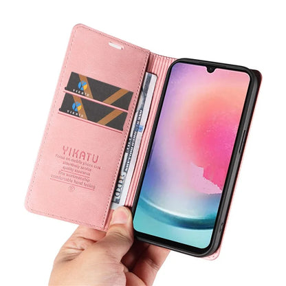 YIKATU YK-004 For Samsung Galaxy A24 4G (162.1 x 77.6 x 8.3mm) Case Magnetic PU Leather Stand Wallet Phone Cover