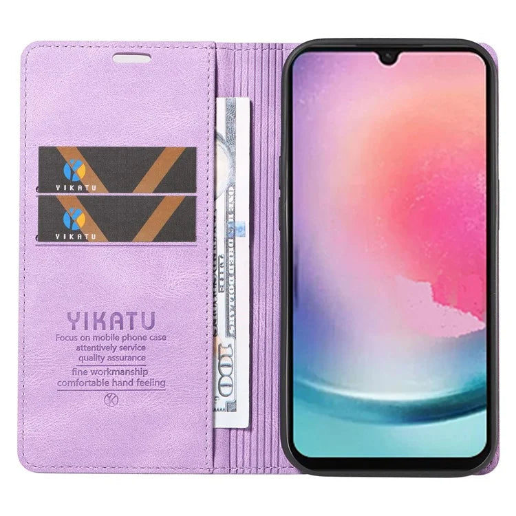 YIKATU YK-004 For Samsung Galaxy A24 4G (162.1 x 77.6 x 8.3mm) Case Magnetic PU Leather Stand Wallet Phone Cover