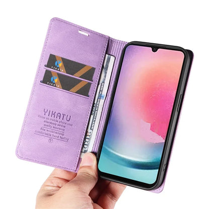 YIKATU YK-004 For Samsung Galaxy A24 4G (162.1 x 77.6 x 8.3mm) Case Magnetic PU Leather Stand Wallet Phone Cover