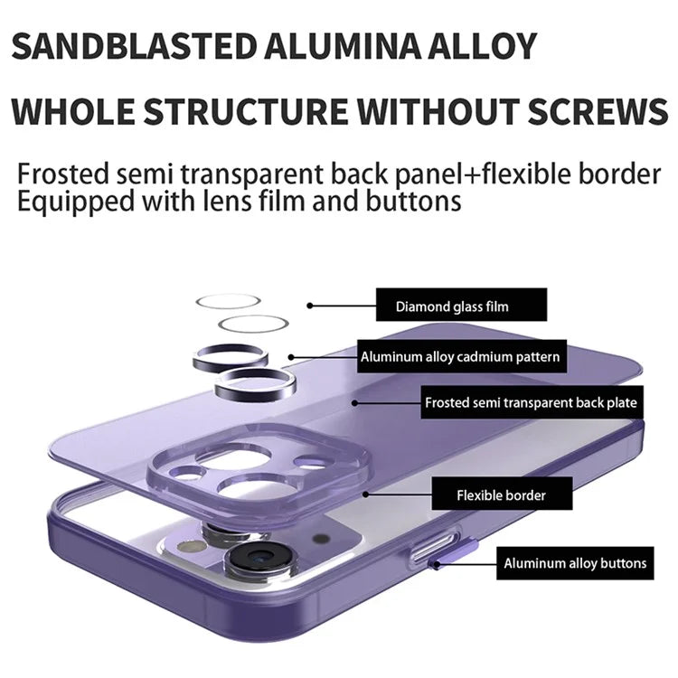 Anti-Drop Phone Case for iPhone 14 Plus Case PC+TPU Phone Cover with Glass Lens Film
