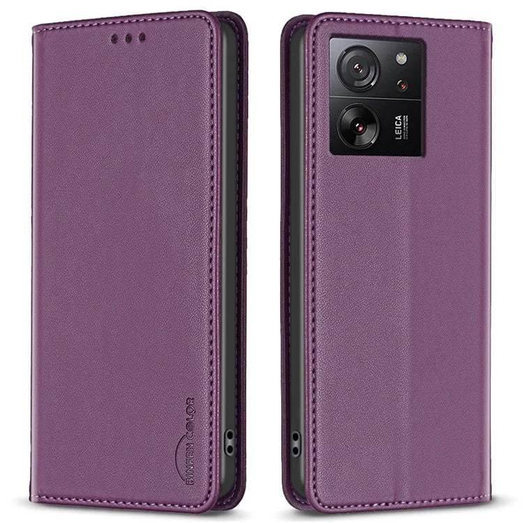BINFEN COLOR BF18 For Xiaomi 13T / 13T Pro / Redmi K60 Ultra Case PU Leather Card Slots Phone Cover Shell