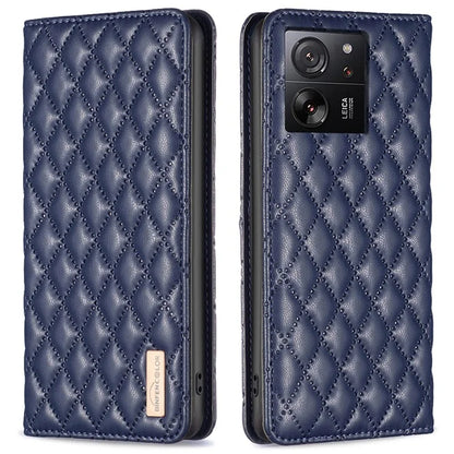 BINFEN COLOR BF Style-16 For Xiaomi 13T / 13T Pro / Redmi K60 Ultra Case PU Leather Rhombus Phone Cover