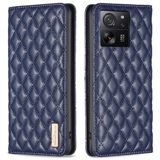 BINFEN COLOR BF Style-16 For Xiaomi 13T / 13T Pro / Redmi K60 Ultra Case PU Leather Rhombus Phone Cover