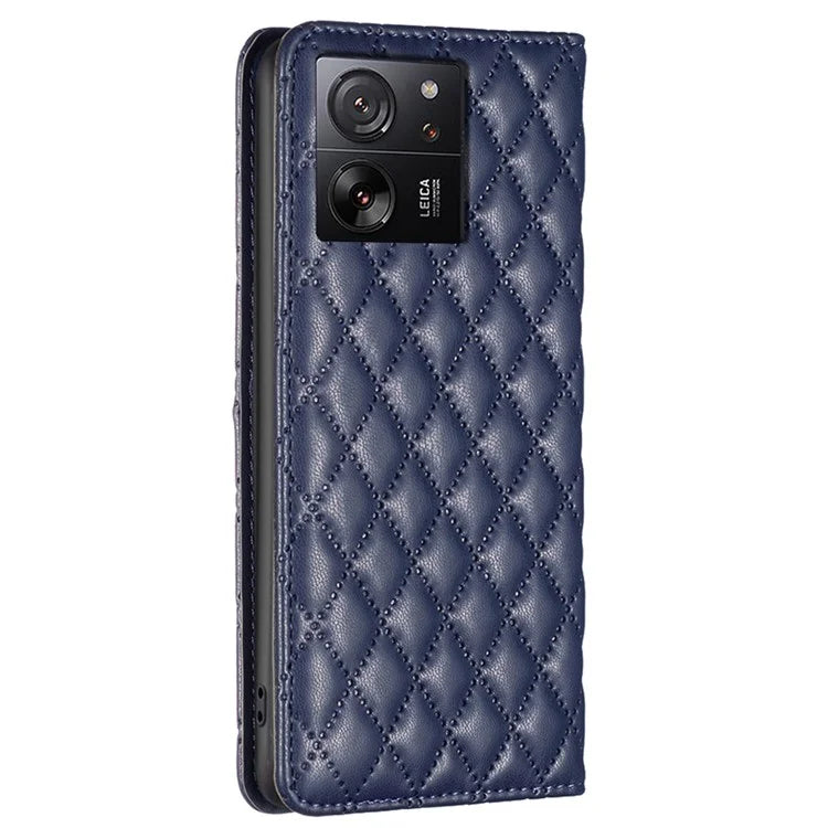 BINFEN COLOR BF Style-16 For Xiaomi 13T / 13T Pro / Redmi K60 Ultra Case PU Leather Rhombus Phone Cover
