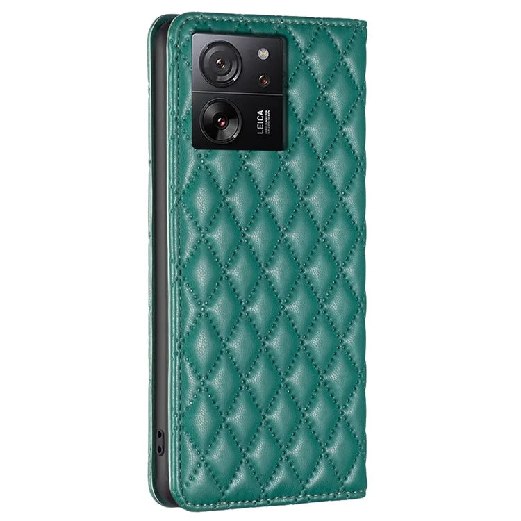 BINFEN COLOR BF Style-16 For Xiaomi 13T / 13T Pro / Redmi K60 Ultra Case PU Leather Rhombus Phone Cover