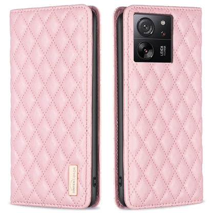 BINFEN COLOR BF Style-16 For Xiaomi 13T / 13T Pro / Redmi K60 Ultra Case PU Leather Rhombus Phone Cover