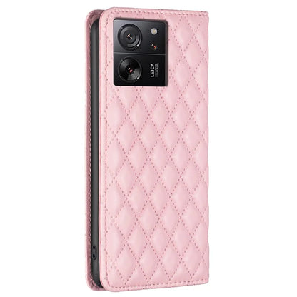 BINFEN COLOR BF Style-16 For Xiaomi 13T / 13T Pro / Redmi K60 Ultra Case PU Leather Rhombus Phone Cover