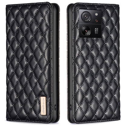 BINFEN COLOR BF Style-16 For Xiaomi 13T / 13T Pro / Redmi K60 Ultra Case PU Leather Rhombus Phone Cover