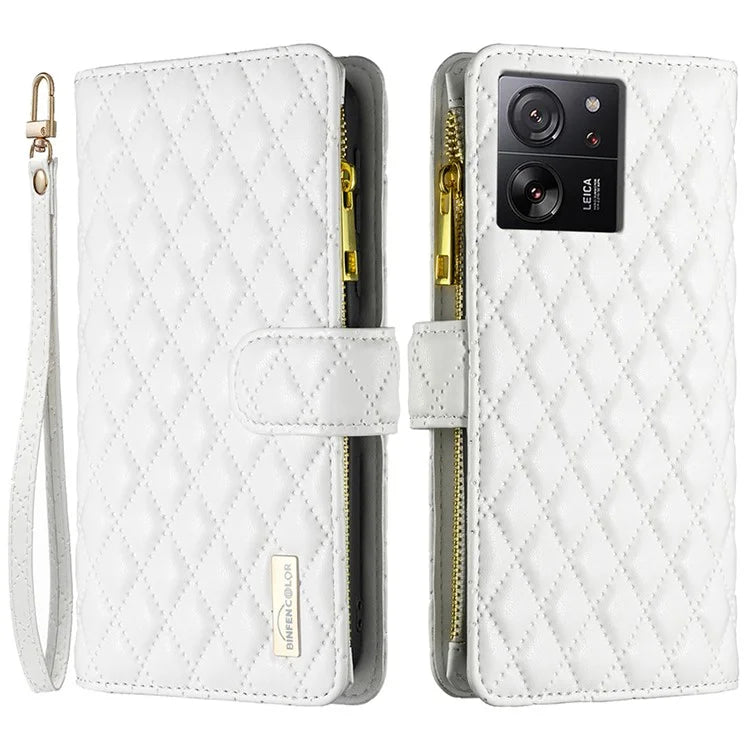 BINFEN COLOR BF Style-15 For Xiaomi 13T / 13T Pro / Redmi K60 Ultra Case PU Leather Zipper Wallet Phone Cover