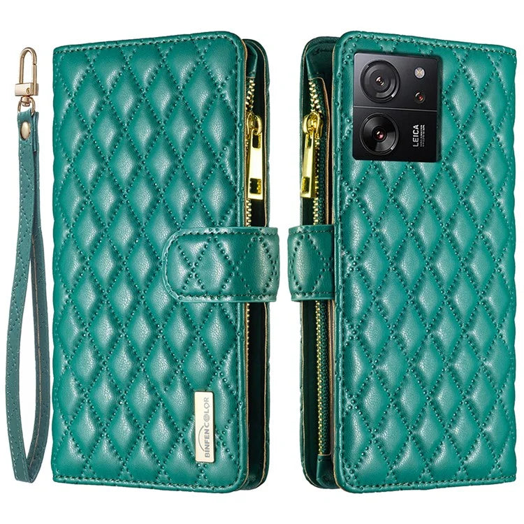 BINFEN COLOR BF Style-15 For Xiaomi 13T / 13T Pro / Redmi K60 Ultra Case PU Leather Zipper Wallet Phone Cover