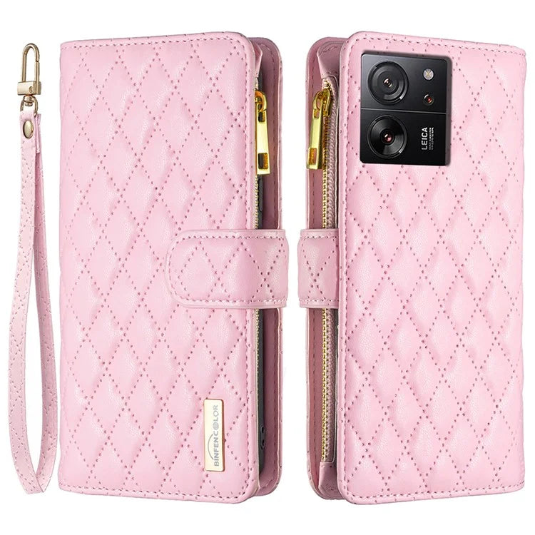 BINFEN COLOR BF Style-15 For Xiaomi 13T / 13T Pro / Redmi K60 Ultra Case PU Leather Zipper Wallet Phone Cover