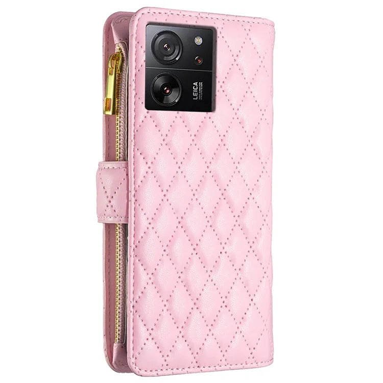 BINFEN COLOR BF Style-15 For Xiaomi 13T / 13T Pro / Redmi K60 Ultra Case PU Leather Zipper Wallet Phone Cover