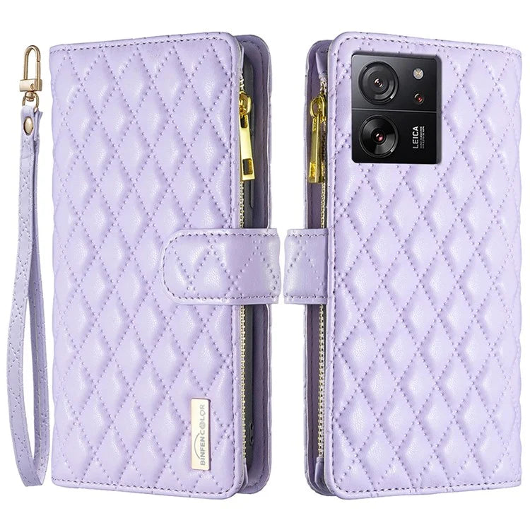 BINFEN COLOR BF Style-15 For Xiaomi 13T / 13T Pro / Redmi K60 Ultra Case PU Leather Zipper Wallet Phone Cover