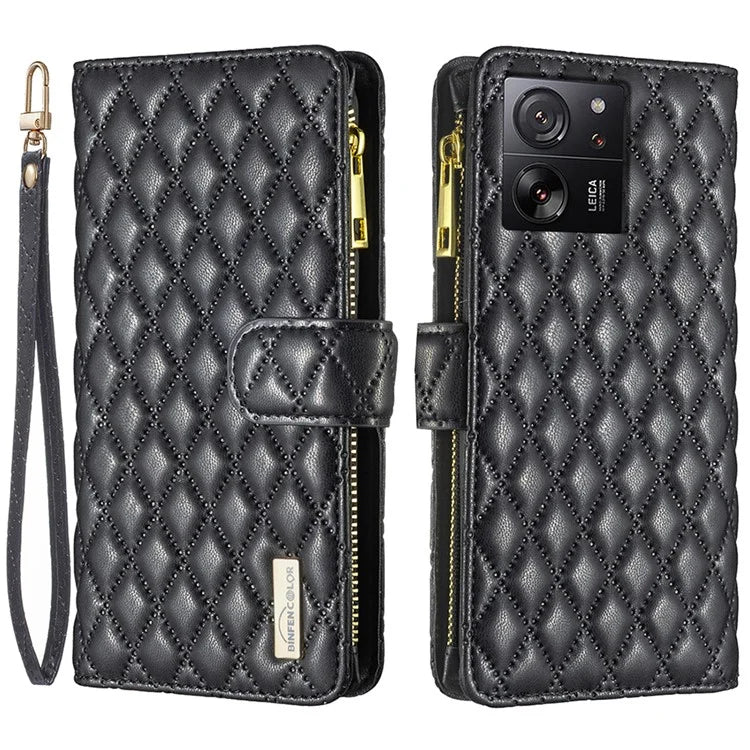 BINFEN COLOR BF Style-15 For Xiaomi 13T / 13T Pro / Redmi K60 Ultra Case PU Leather Zipper Wallet Phone Cover