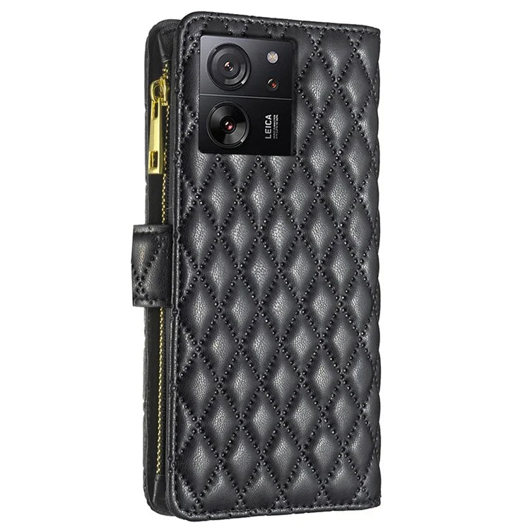 BINFEN COLOR BF Style-15 For Xiaomi 13T / 13T Pro / Redmi K60 Ultra Case PU Leather Zipper Wallet Phone Cover