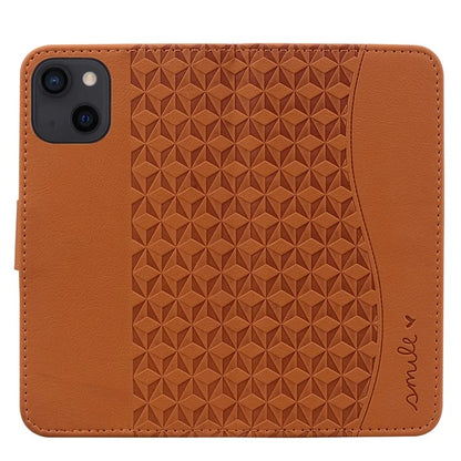For iPhone 14 Plus Case Wallet Stand Imprinted Rhombus Phone Cover