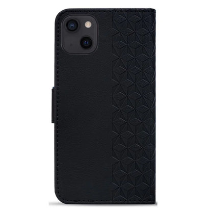 For iPhone 14 Plus Case Wallet Stand Imprinted Rhombus Phone Cover