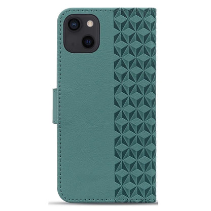 For iPhone 14 Plus Case Wallet Stand Imprinted Rhombus Phone Cover