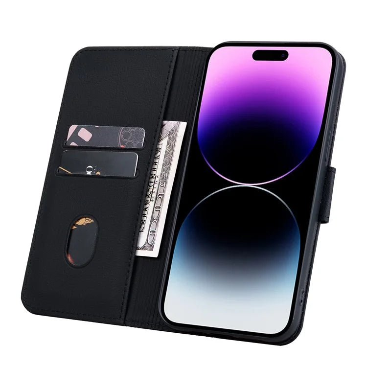For iPhone 14 Pro Max Leather Case Imprinted Rhombus Wallet Cover