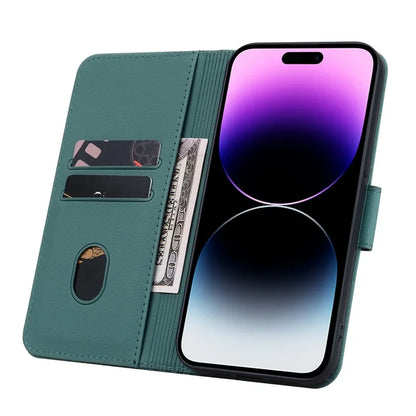 For iPhone 14 Pro Max Leather Case Imprinted Rhombus Wallet Cover