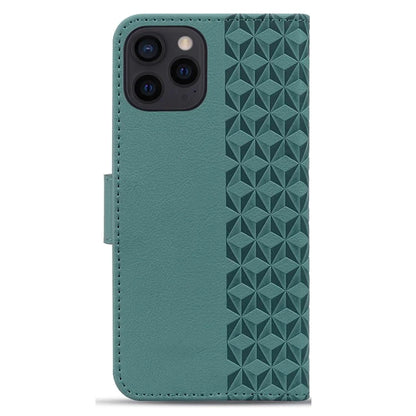 For iPhone 14 Pro Max Leather Case Imprinted Rhombus Wallet Cover